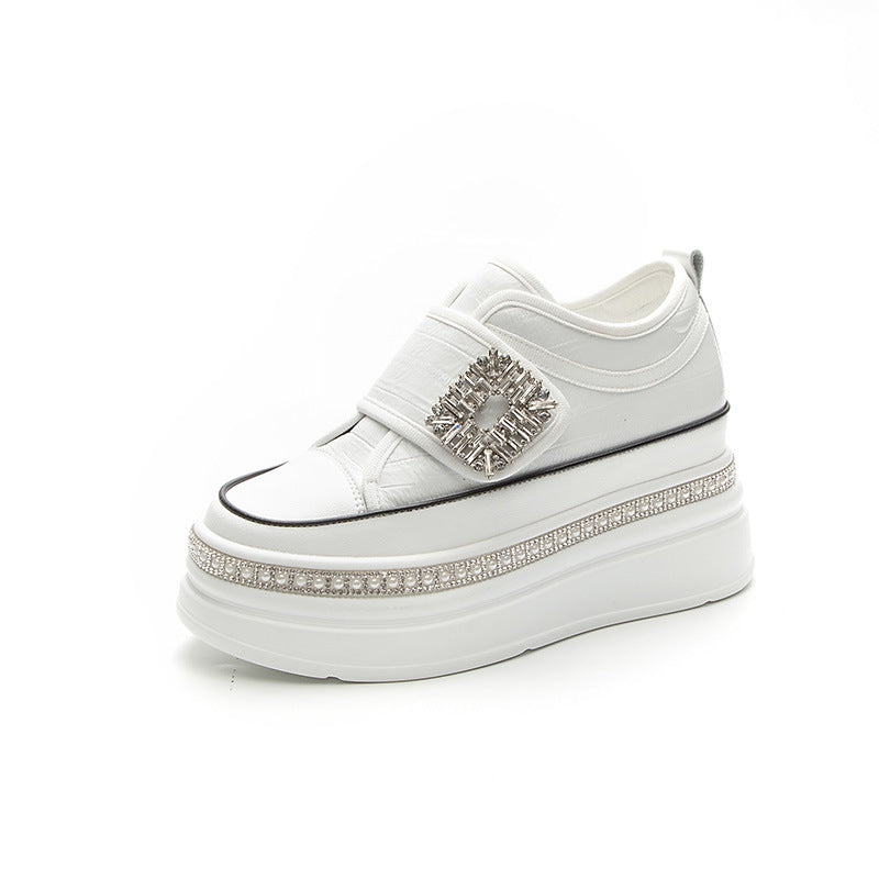 Women's Toe White Spring Lightweight Exercise Thick-soled Small Height Increasing Women's Casual Shoes