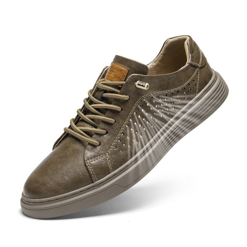 Men's Spring Cowhide Fashion Formal Wear Plus Size Men's Board Shoes
