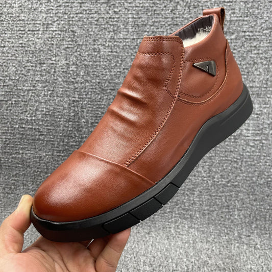 Men's Winter Cowhide Wool Cotton With Veet Men's Shoes