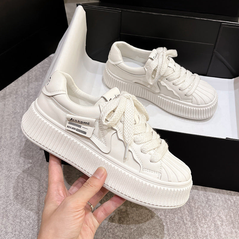 Women's Autumn Shell Toe Flat Korean Trendy Platform Leisure Sneakers