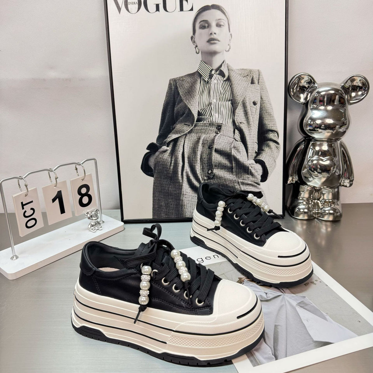 Women's Height Increasing Genuine Platform White Board Fashion Men's Shoes