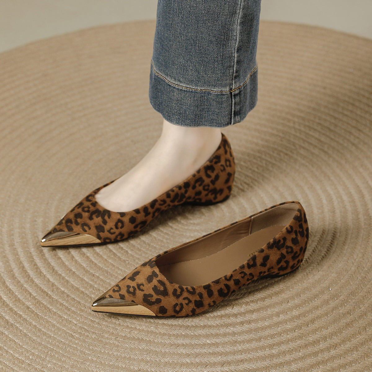 Women's Pointed High Autumn Leopard Print Design Sense Temperament Wild Low Heels