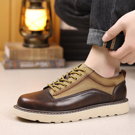 Creative Beautiful Men's Thick-soled Fashionable Green Men's Casual Leather Shoes