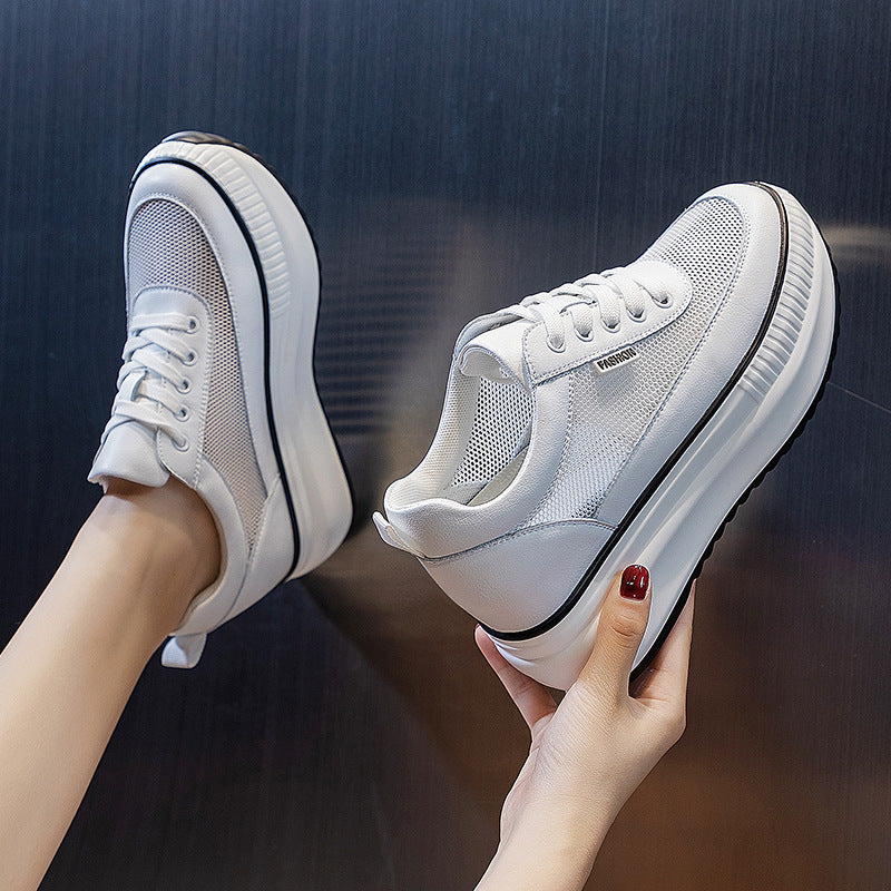 Women's Small Height Increasing Insole Four White Pumps Fleece Women's Casual Shoes