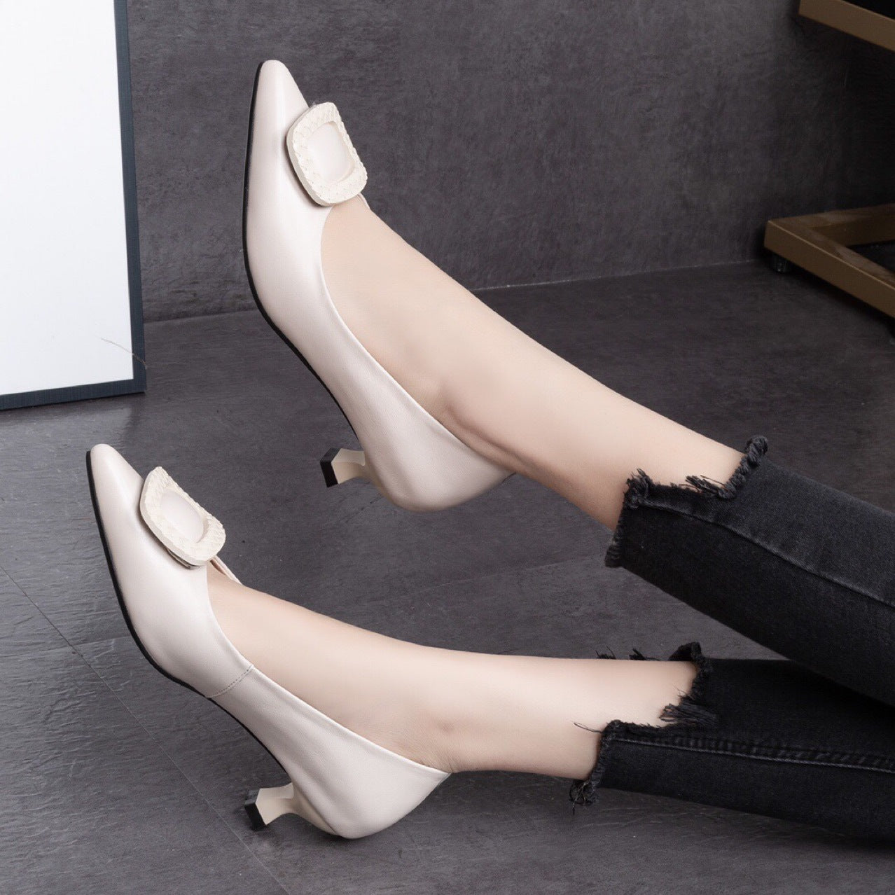 Women's & Men's Genuine Pumps Low-cut Stilettos Versatile Mom Spring Men's Shoes