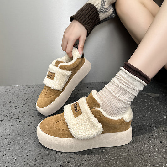 Women's Velcro Fleece-lined Outer Wear Warm Winter Thick-soled Bread Snow Boots