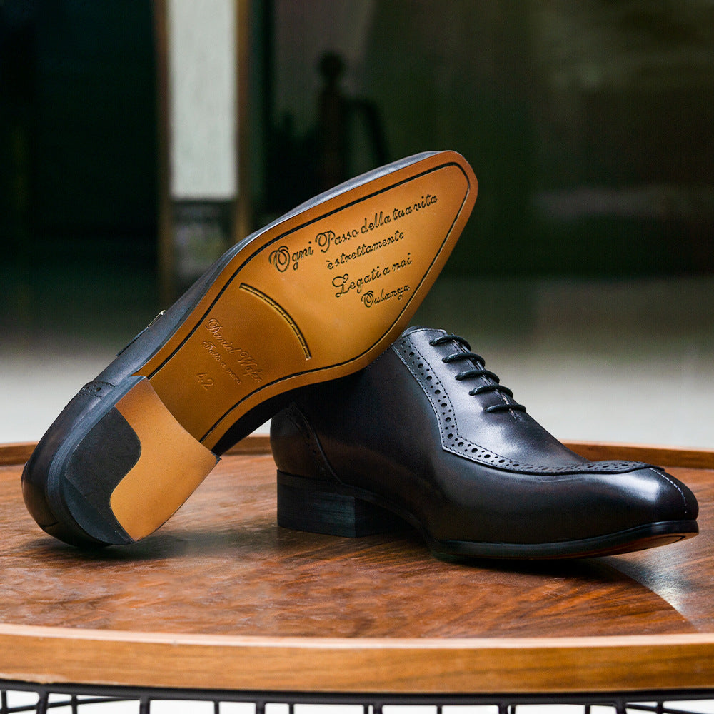 Men's Genuine Business Office Wedding Oxford Brogue Leather Shoes