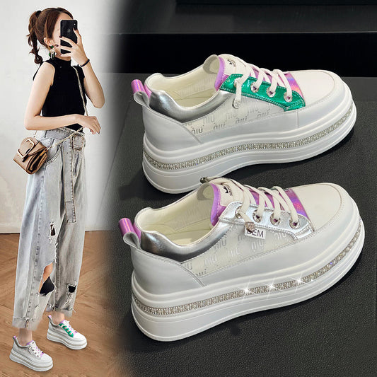 Women's Fairy Diamond Color Matching Thick Bottom Heightened Casual Shoes