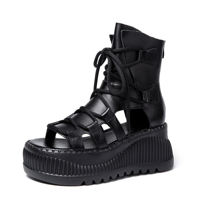 Women's & Men's Height Increasing Wedge Genuine Roman Peep Sandals