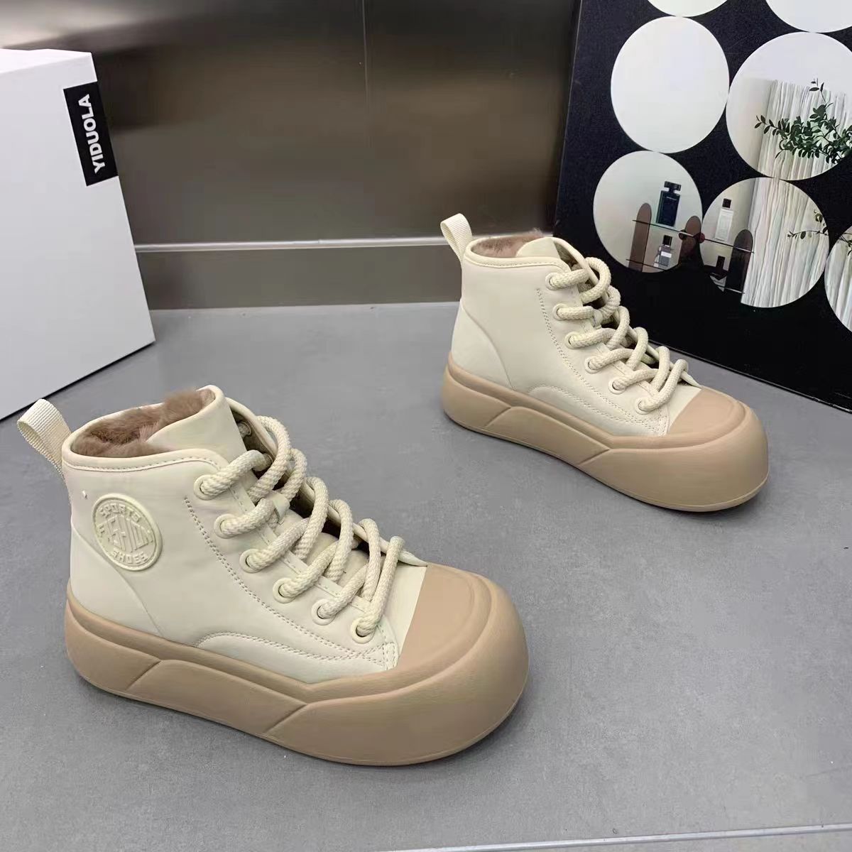Fleece-lined Thickening Thermal Cotton Soft Bottom Boots
