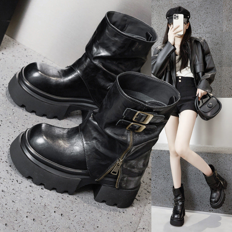 Smoke Pipe Female Two-way Sleeve Short Boots