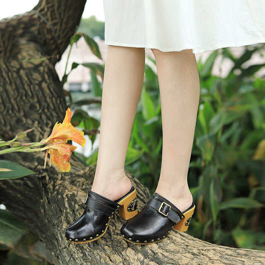 Handmade Genuine Brushed Retro Fashion Minimalism Heels