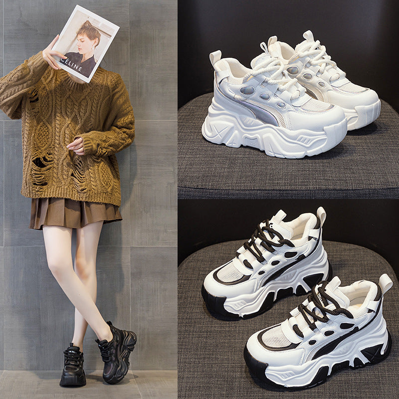 Women's Increasing Insole Dad Spring Thick Bottom Transparent Mesh Fashion Sports Women's Shoes
