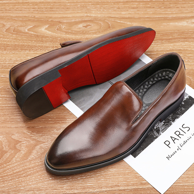 Men's Formal Wear Pointed Autumn Breathable Invisible Elevated Leather Shoes