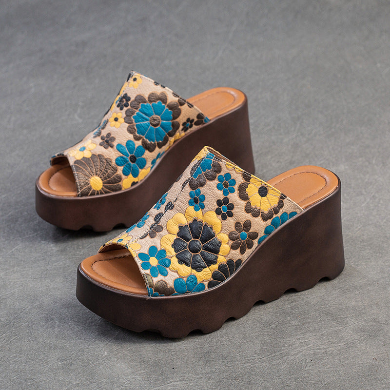 Toe Outdoor Fashion National Style Printed Slippers