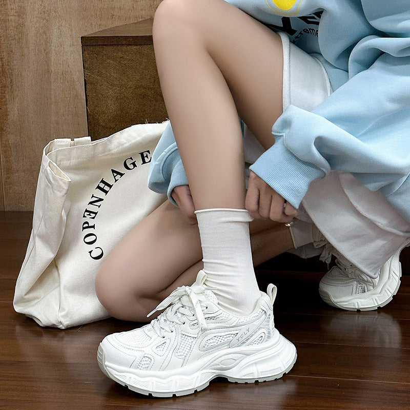 Women's Platform Dad Spring Breathable Mesh Sier Sneakers