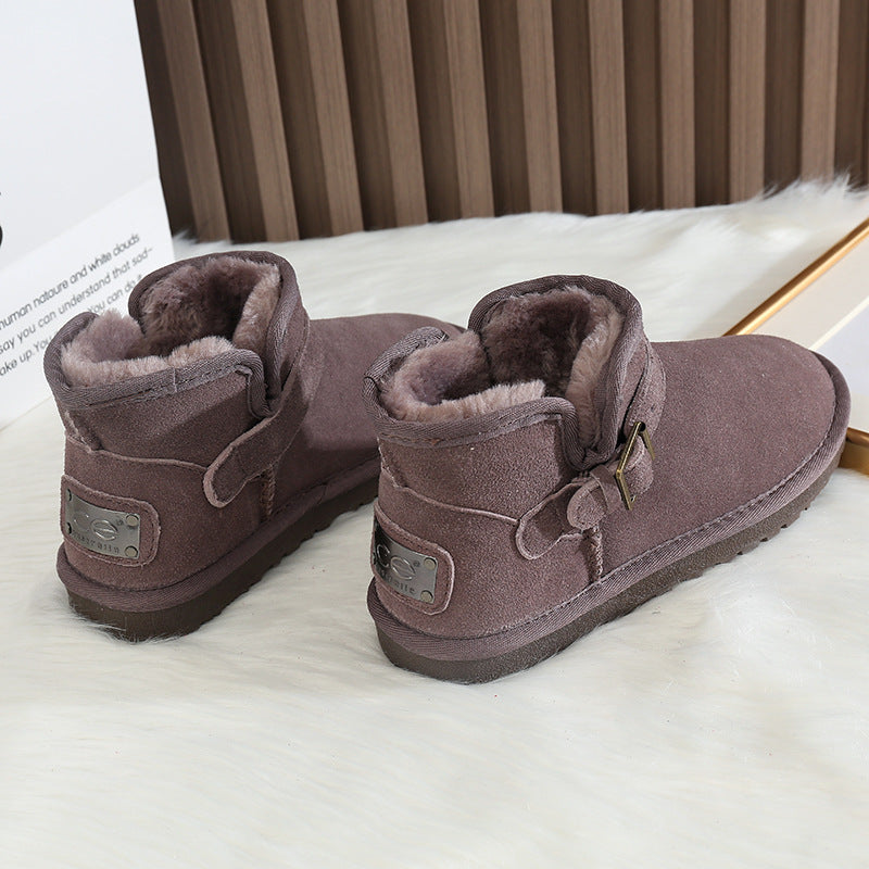 Red With Veet Lining Thickening Thermal Cotton Short Tube Snow Boots