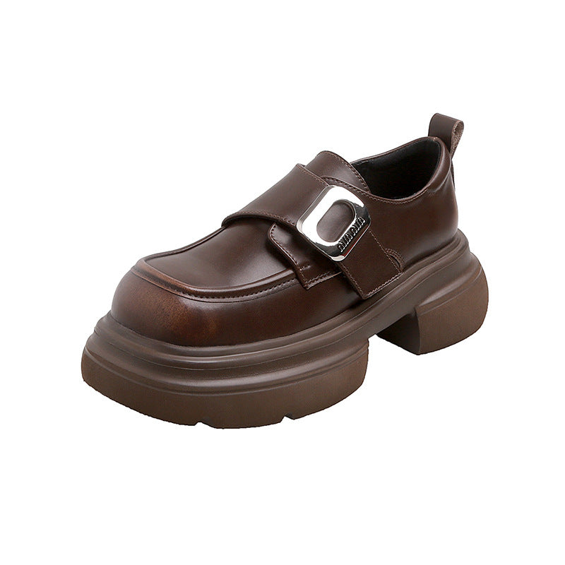 Women's Spring Authentic Platform Metal Buckle Retro British Loafers
