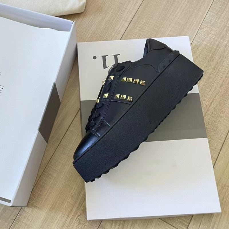 Women's Original Rivet Platform White Short Music Genuine Casual Shoes