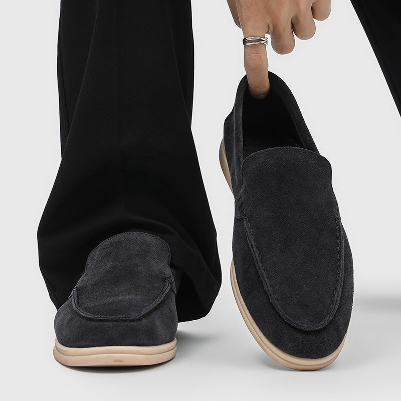 Men's Commuter British Style Slip-on Lazy Lightweight Old Money Men's Casual Leather Shoes