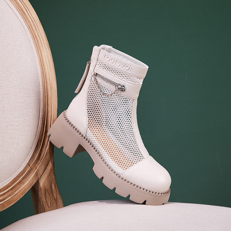 Women's Korean Style Mesh Surface High Summer Heels