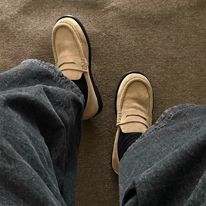 Old Money Style Unisex For Round Trendy Platform One Pedal Men's Casual Leather Shoes