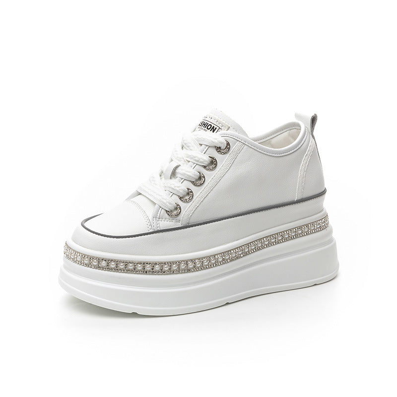 Women's Hidden White Fleece-lined Autumn Platform Sports Heels