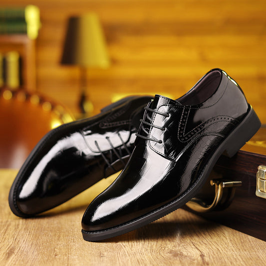 Men's First Layer Cowhide Commuter Black British Leather Shoes