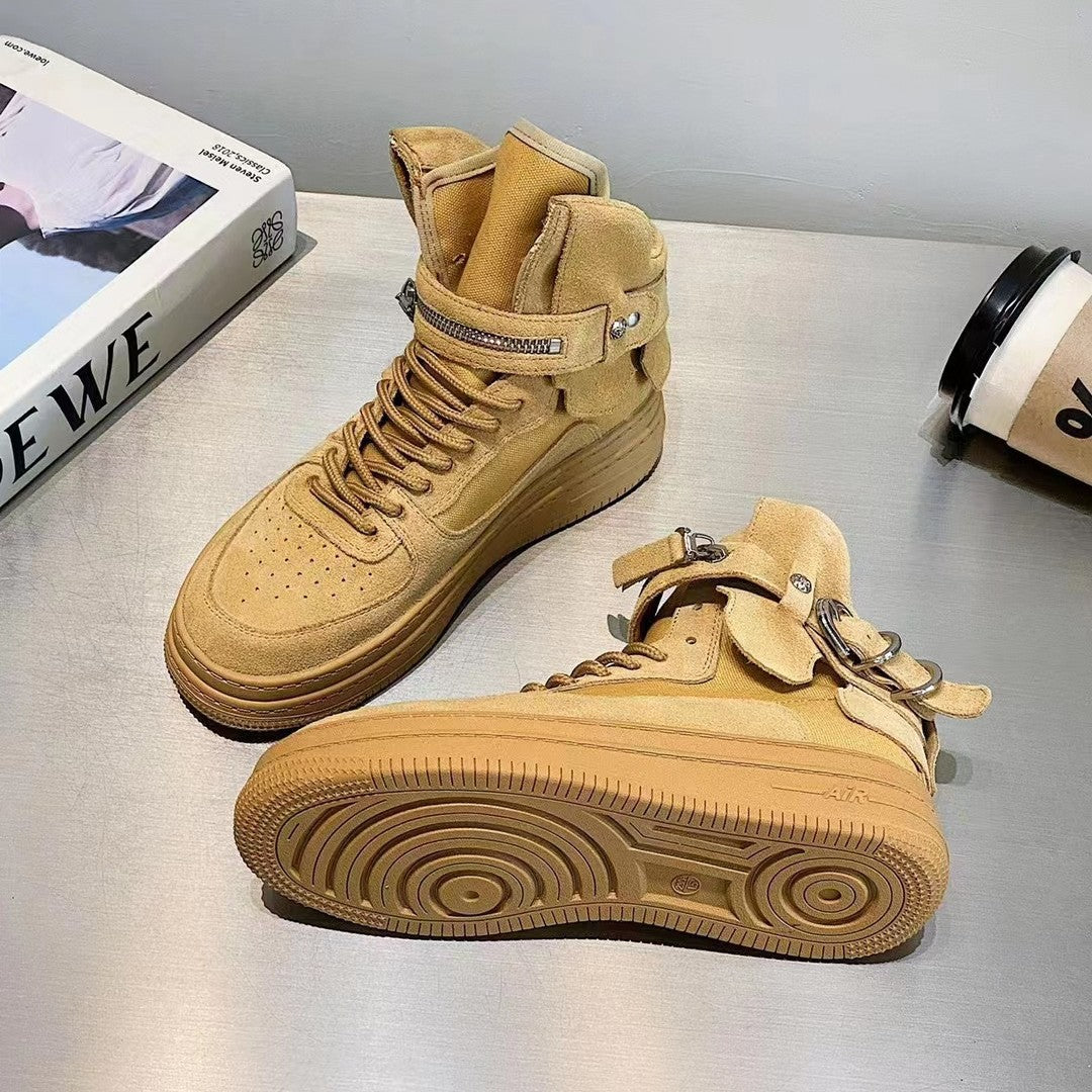 Women's Authentic White Versatile Sports Platform Fashionable Sneakers