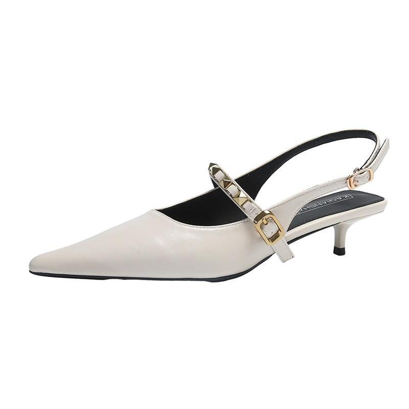 Women's Summer Wear French Style Temperament Pointed Small Short Pumps Heels