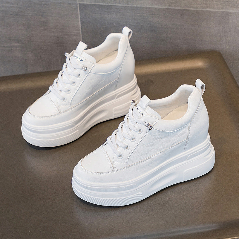 Women's Hidden Platform Korean Fashionable Popcorn White Heels