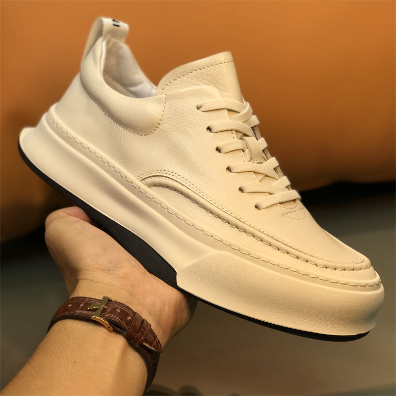 Men's White British Style Thick-soled Trendy Sports Sneakers