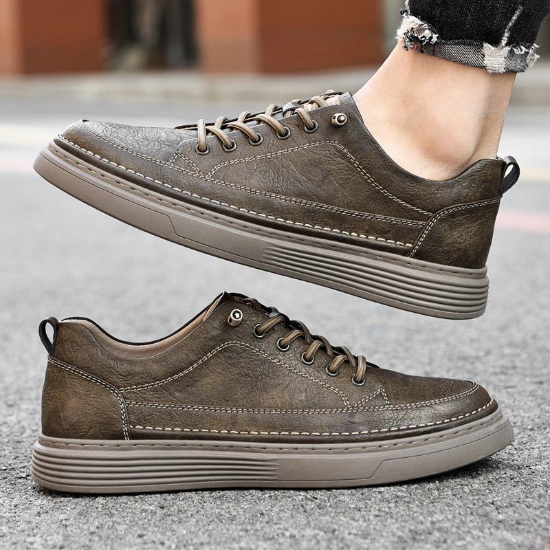 Unisex Cowhide Surface Breathable Hole Handmade Leather Shoes