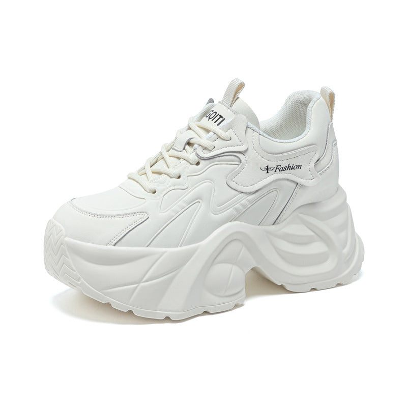 Women's Spring Small Wedge Platform Height Increasing Insole Show Feet Fashion Sneakers
