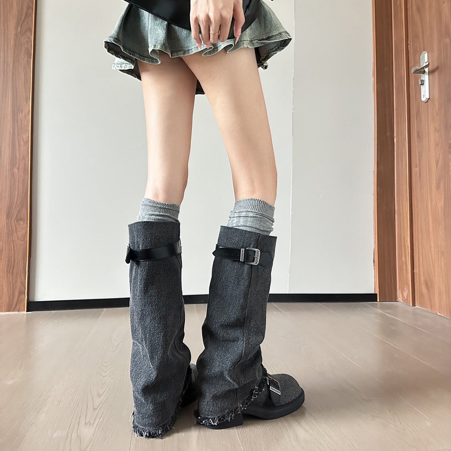 Women's Autumn Fat Chunky Sleeve Cowboy Waste Soil Boots