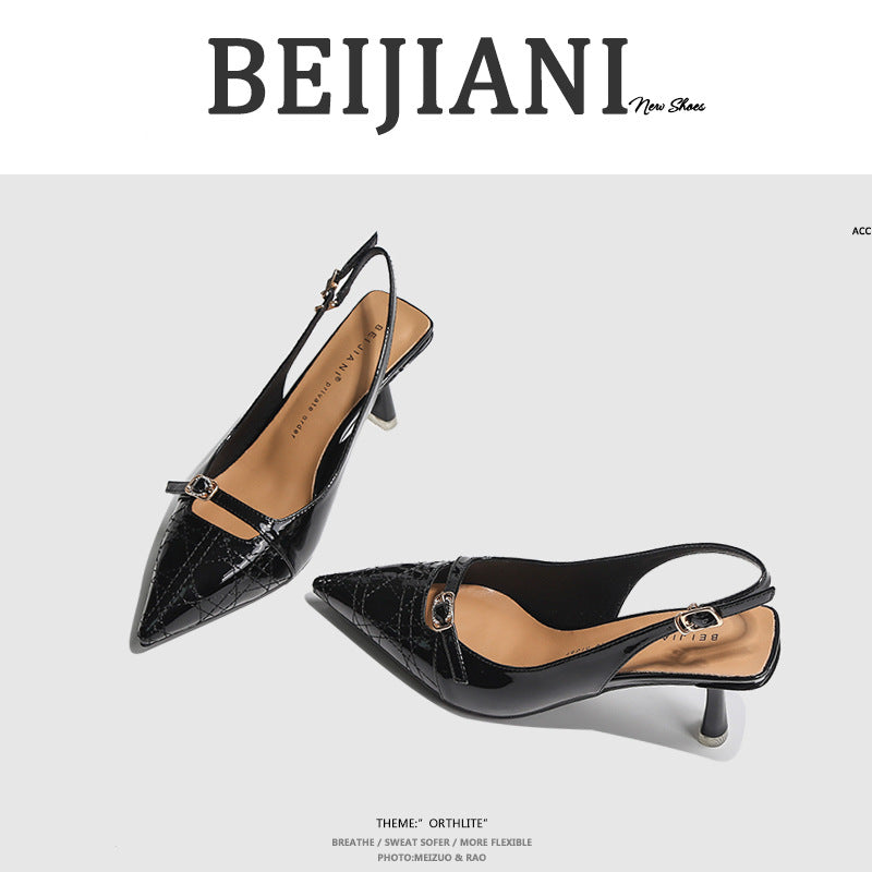 Women's Toe Pointed Stiletto High Back Strap Heels