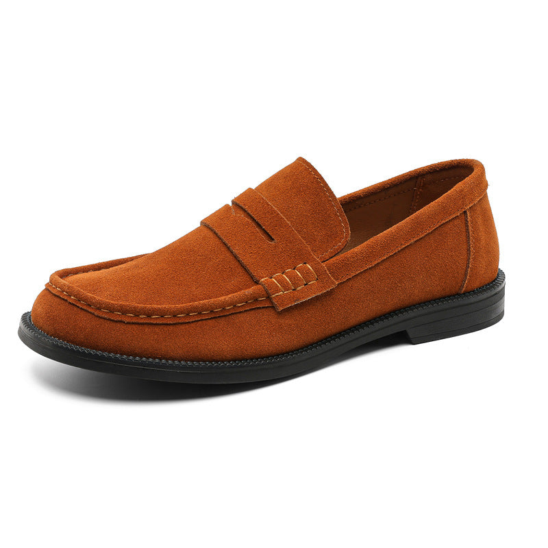 Retro Design High-grade Black Khaki Beige Leather Shoes