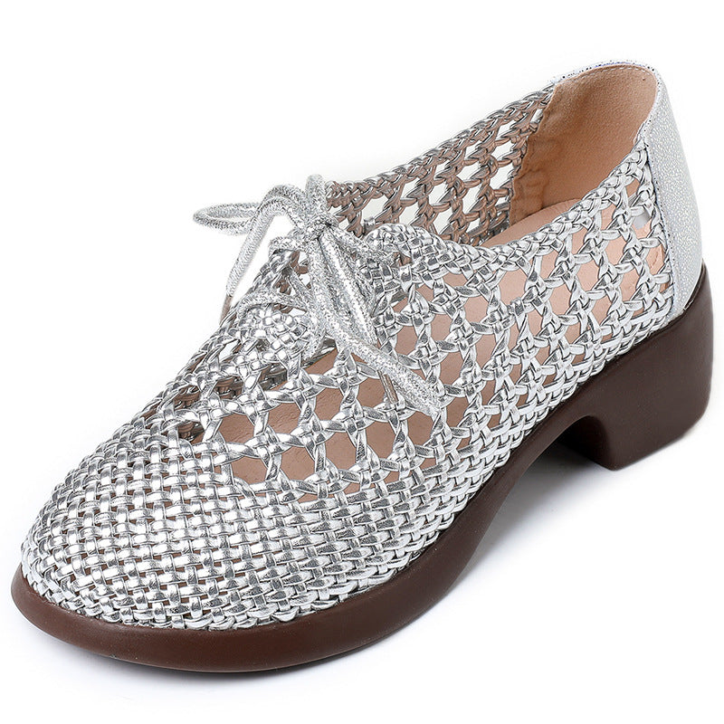 Women's Authentic Weave Chunky Soft Bottom Small Retro Sandals