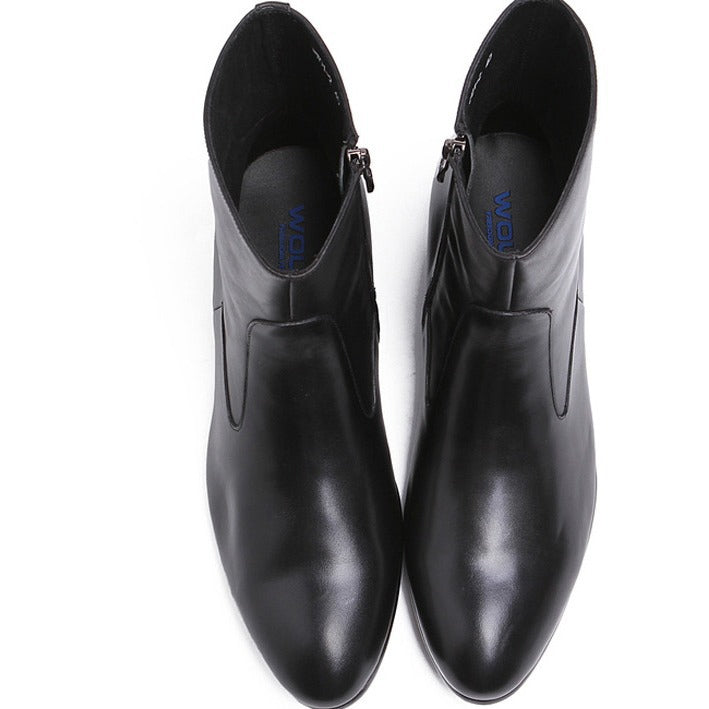 Men's Pointed Toe Outdoor Martin Cowhide Ankle Boots