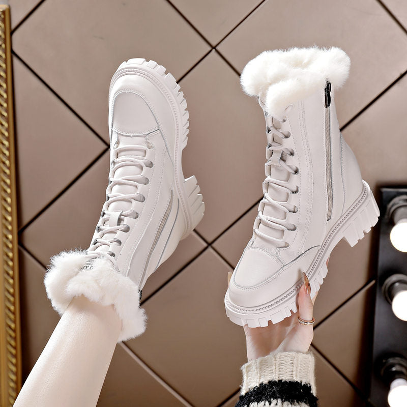 Women's Increasing Insole Platform Middle Fleece-lined Thermal Snow Boots