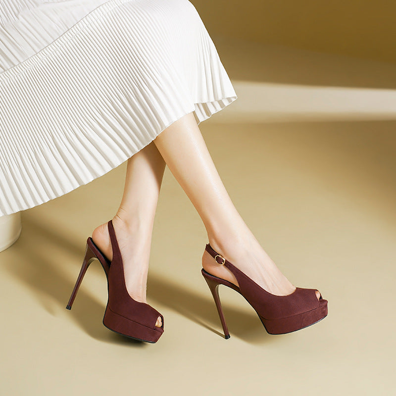 Women's Sexy Temperament Peep Toe Stiletto High Slingback Sandals