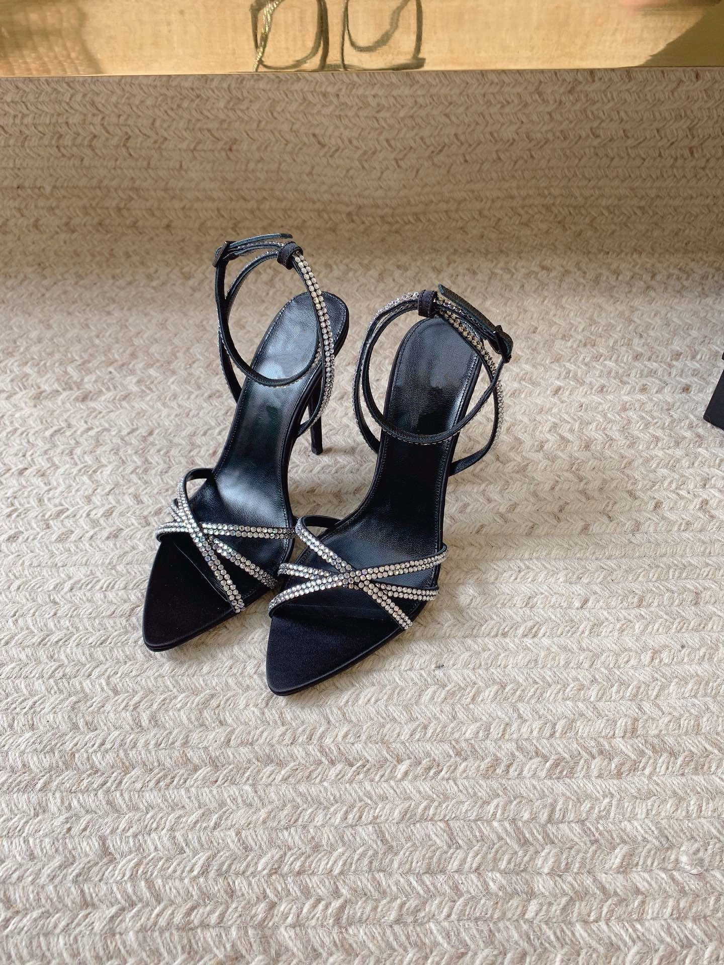 Women's Brown Stiletto Sexy Satin Open Toe Pointed Heels