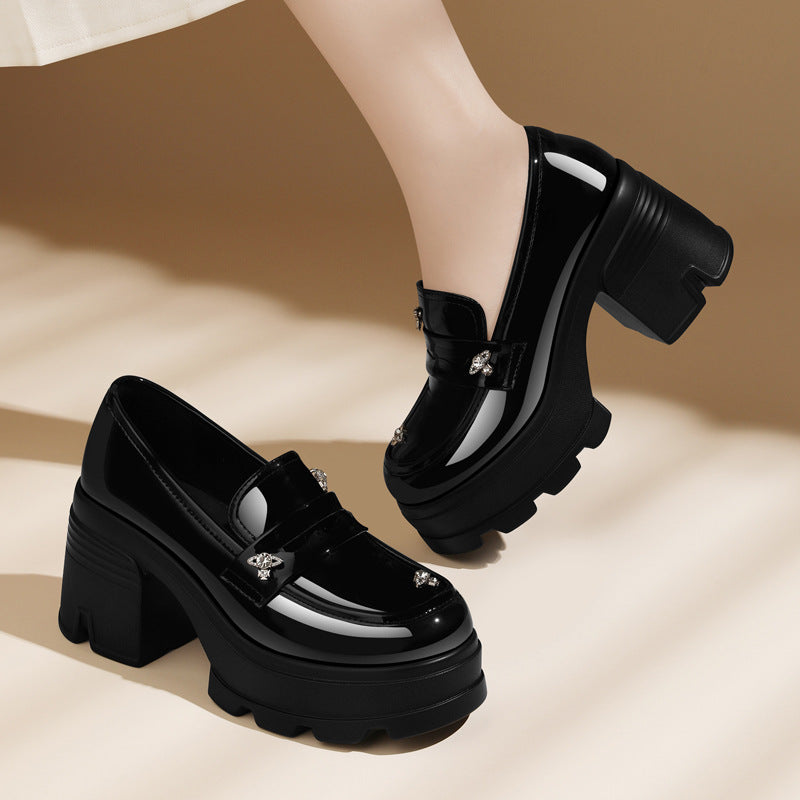 Women's British Style Small Muffin Height Increasing Loafers