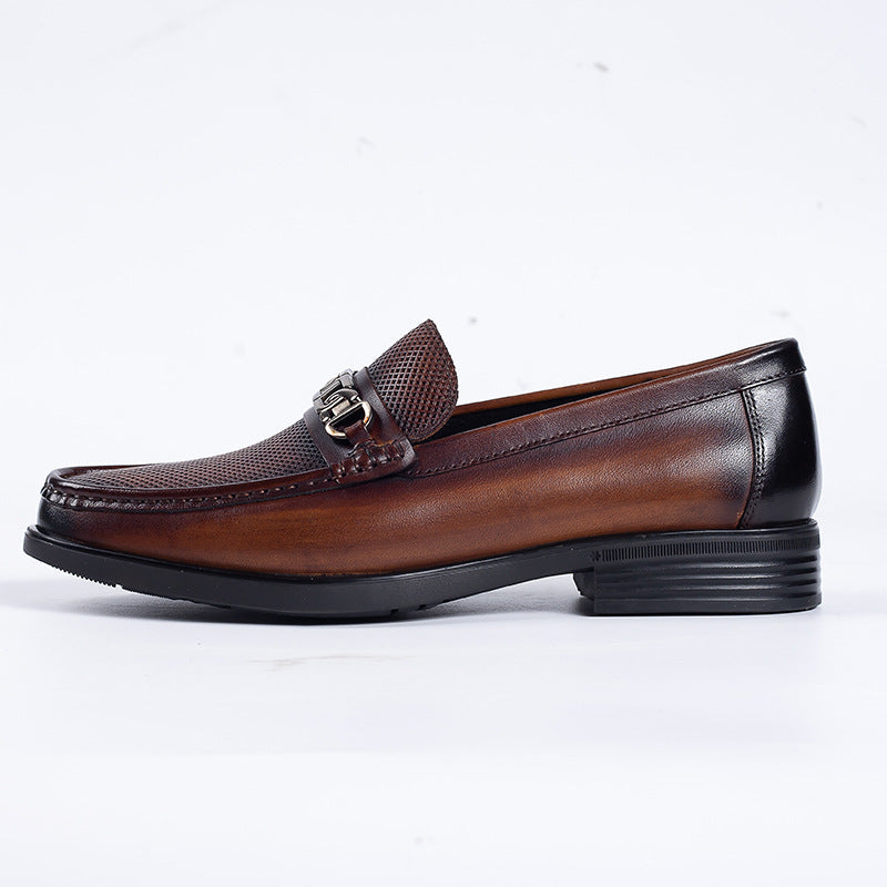 Men's Summer Genuine Breathable One Pedal Slip-on Loafers