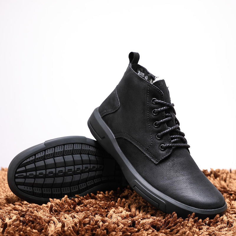 Men's Wool Real With Fleece Lining High Men's Shoes