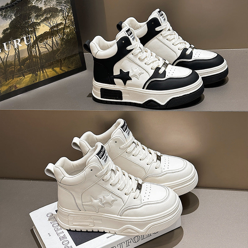 High Top White Female Fashion Genuine Sneakers