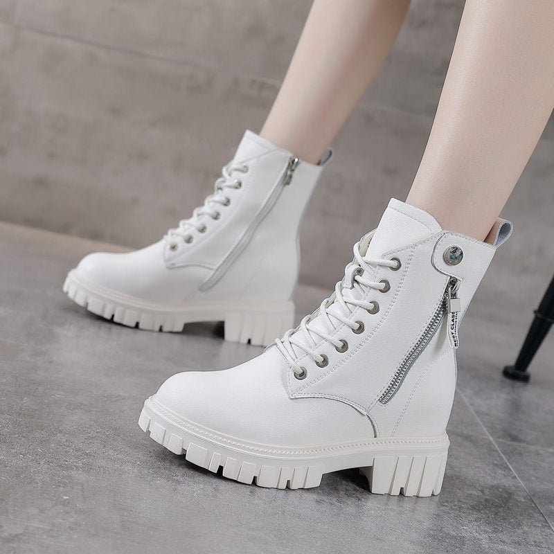 Women's Spring Thick Bottom Booties With British Heels