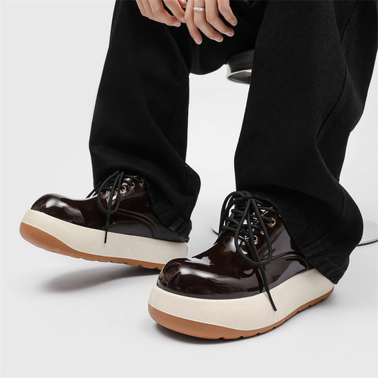 Men's Q Version Big Head Derby Rhubarb Leather Shoes