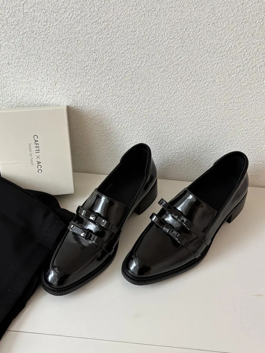 Women's Style Authentic Slip-on Commuter French Bow Chunky Loafers
