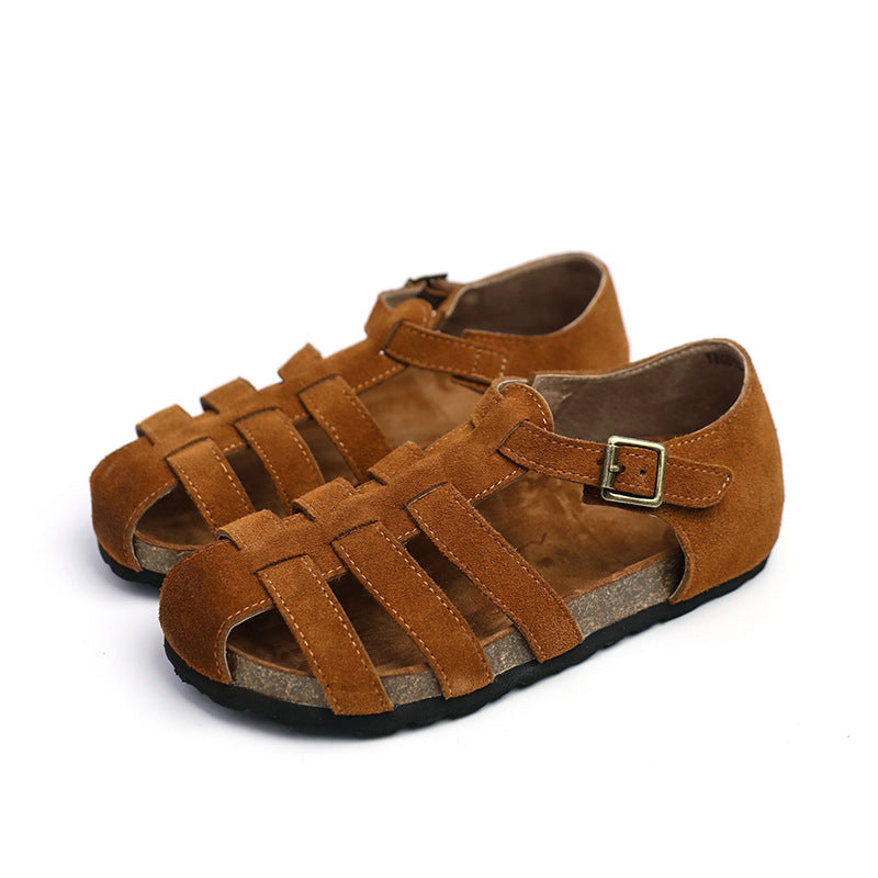 Women's Round Toe Belt Loop Flat Retro Sandals